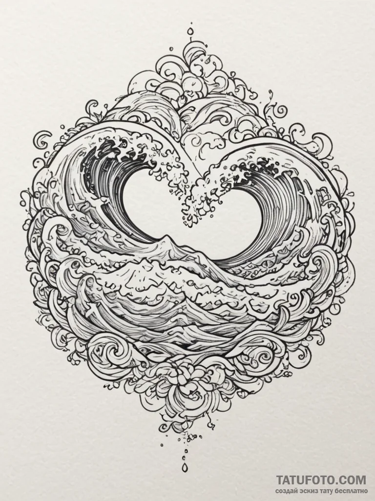 Tattoo design a pair of matching waves, one o... - эскиз тату (№1755485160_0, 18.08.2025 02:46) — Tatufoto.com