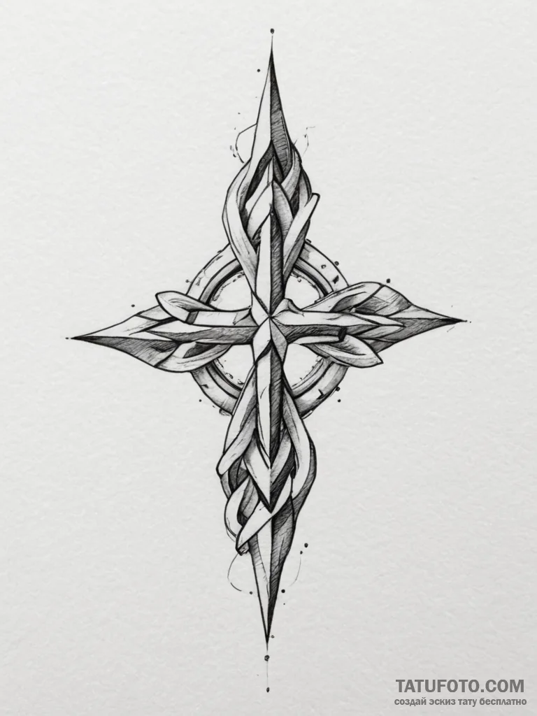Tattoo design a blend of sharp, angular lines... - эскиз тату (№1755486364_0, 18.08.2025 03:06) — Tatufoto.com
