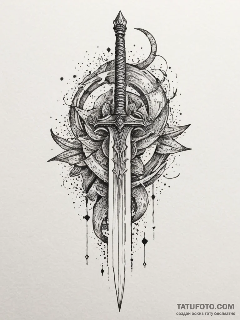 Tattoo design a glitching sword with energy c... - эскиз тату (№1755486569_0, 18.08.2025 03:09) — Tatufoto.com