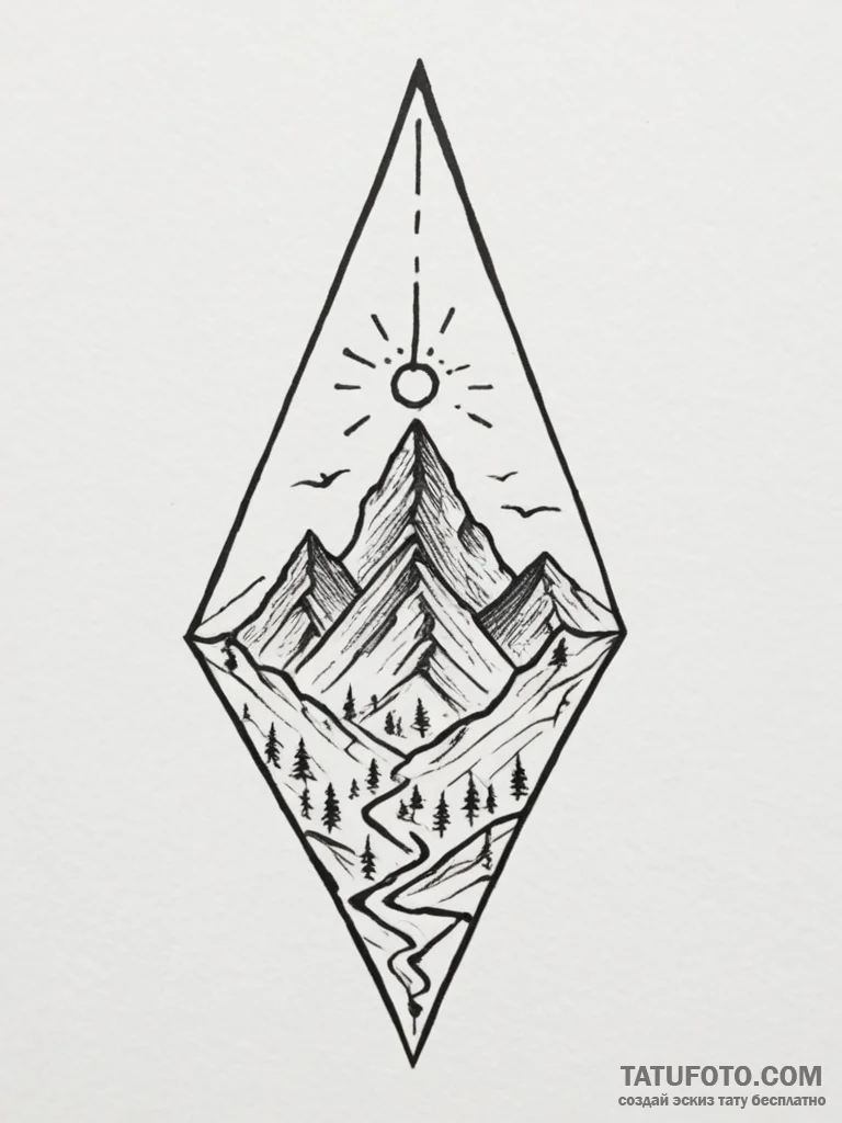 Tattoo sketch a solid blackwork triangle poin... - эскиз тату (№1755487165_0, 18.08.2025 03:19) — Tatufoto.com