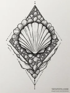 Tattoo design a minimalist seashell, represen... - эскиз тату (№1755488374_0, 18.08.2025 03:39) — Tatufoto.com