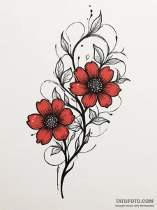Tattoo sketch two distinct flowers intertwine... - эскиз тату (№1755488770_0, 18.08.2025 03:46) — Tatufoto.com