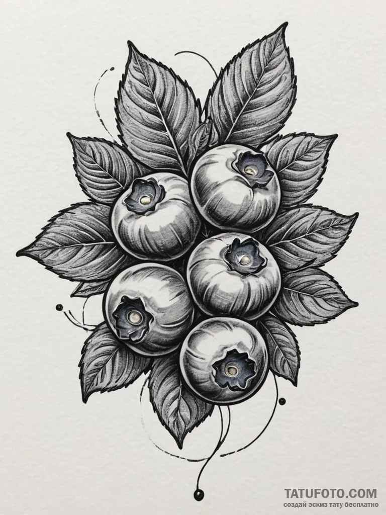 Blueberry, tattoo flash sheet design, on a cl... - эскиз тату (№1755490367_0, 18.08.2025 04:12) — Tatufoto.com