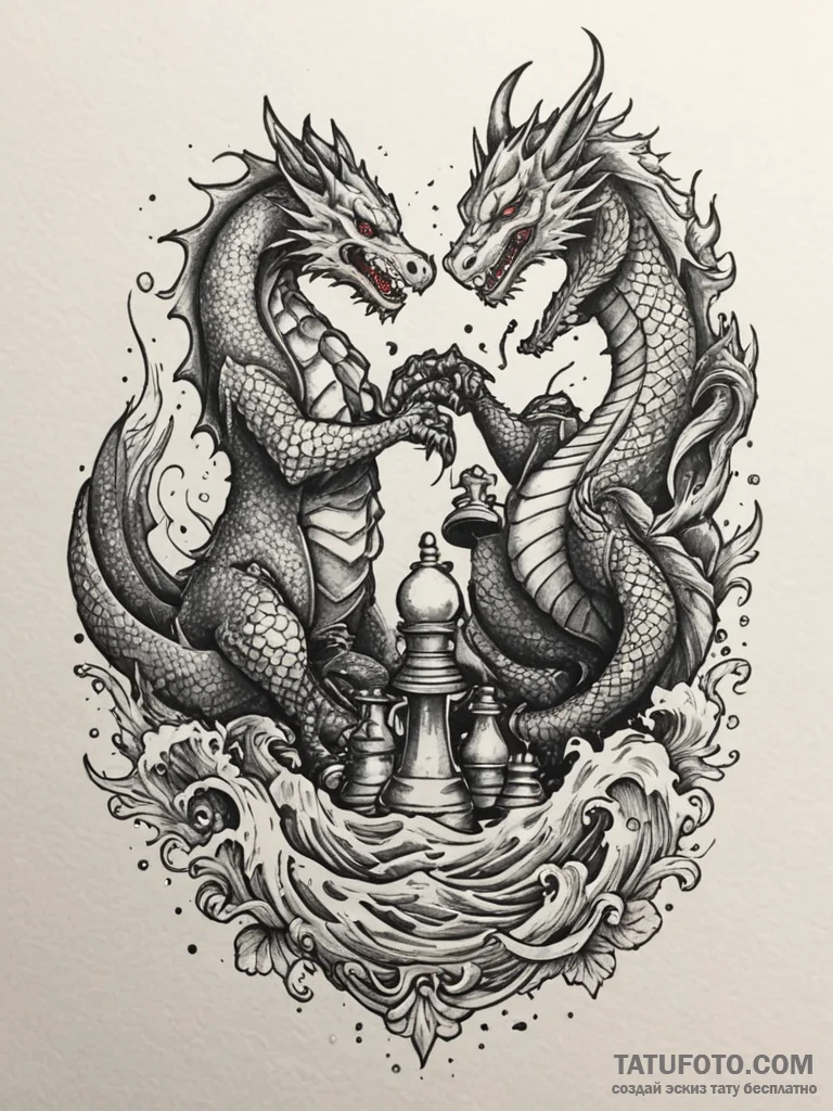 Chess piece (e.g., a knight defeating a pawn)... - эскиз тату (№1755492378_0, 18.08.2025 04:46) — Tatufoto.com