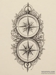 Tattoo sketch a pair of compasses, one showin... - эскиз тату (№1755492581_0, 18.08.2025 04:49) — Tatufoto.com