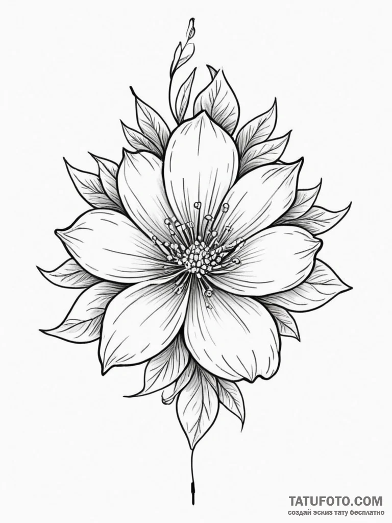 Flower, concept art for tattoo, on a clean wh... - эскиз тату (№1755493176_0, 18.08.2025 04:59) — Tatufoto.com