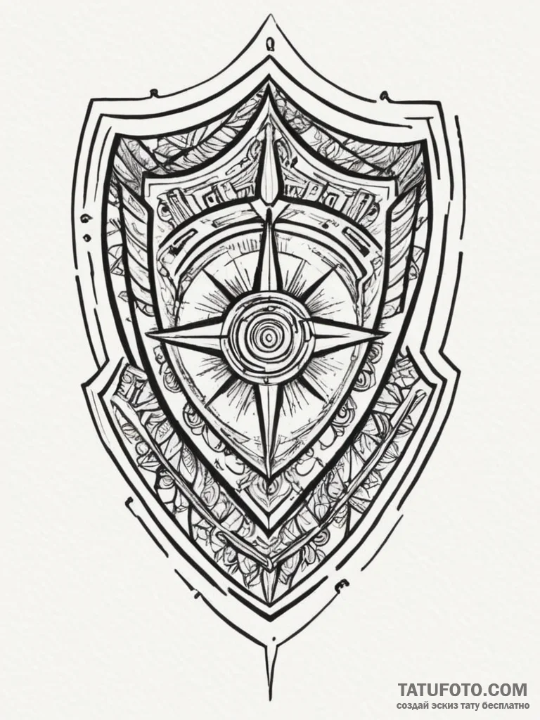 Tattoo sketch an abstract "shield" made of in... - эскиз тату (№1755493579_0, 18.08.2025 05:06) — Tatufoto.com