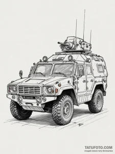 Tattoo design a generic military vehicle outl... - эскиз тату (№1755494570_0, 18.08.2025 05:22) — Tatufoto.com