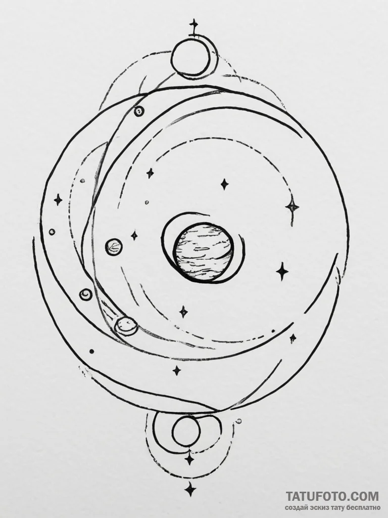 Tattoo design a realistic celestial body (pla... - эскиз тату (№1755537951_0, 18.08.2025 17:25) — Tatufoto.com