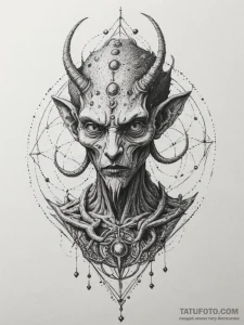 Nyarlathotep, tattoo sketch design, on a clea... - эскиз тату (№1755538545_0, 18.08.2025 17:35) — Tatufoto.com