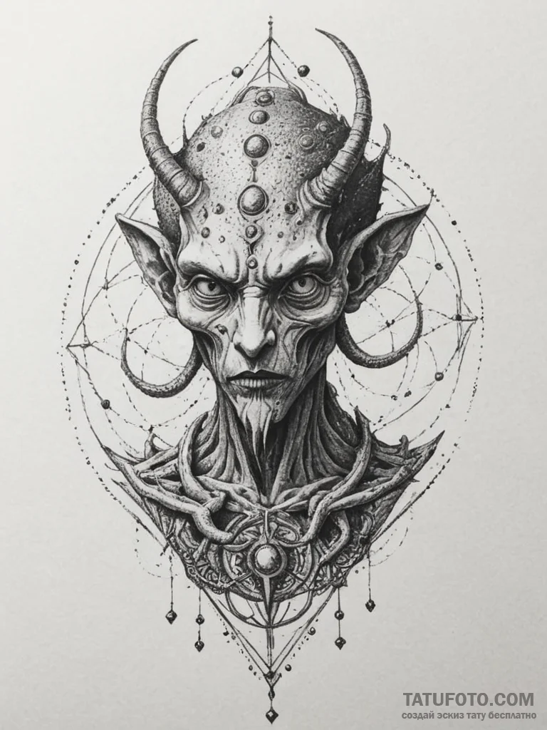 Nyarlathotep, tattoo sketch design, on a clea... - эскиз тату (№1755538545_0, 18.08.2025 17:35) — Tatufoto.com