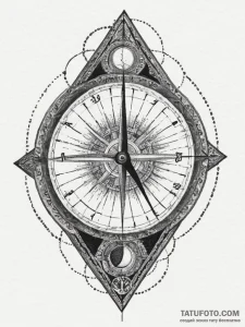 Sundial, ink illustration for tattoo, black a... - эскиз тату (№1755545865_0, 18.08.2025 19:37) — Tatufoto.com