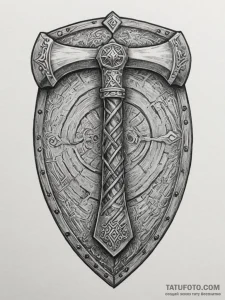 Tattoo design a viking axe and shield, crosse... - эскиз тату (№1755546456_0, 18.08.2025 19:47) — Tatufoto.com