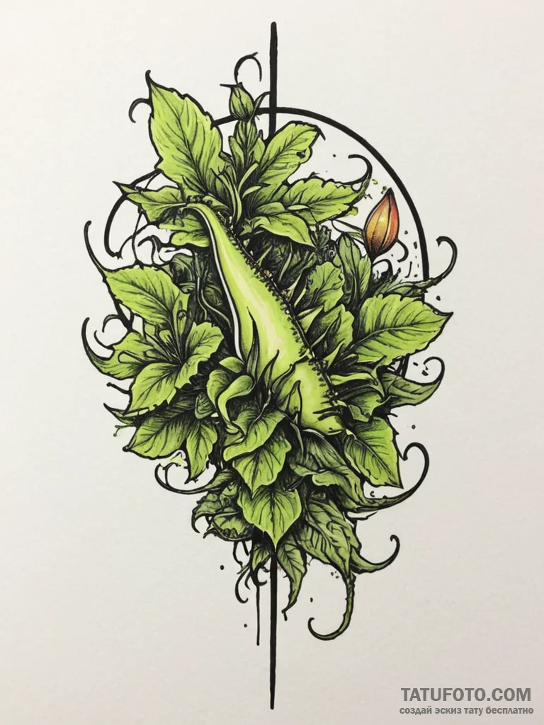 Venus flytrap, tattoo line art, black outline... - эскиз тату (№1755547246_0, 18.08.2025 20:00) — Tatufoto.com