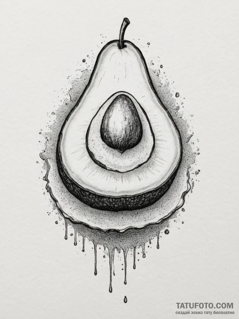 Tattoo sketch 'avocado' on one, 'toast' on th... - эскиз тату (№1755547639_0, 18.08.2025 20:07) — Tatufoto.com