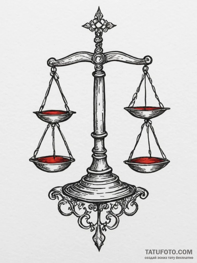 Tattoo sketch libra's scales tipping wildly w... - эскиз тату (№1755547835_0, 18.08.2025 20:10) — Tatufoto.com