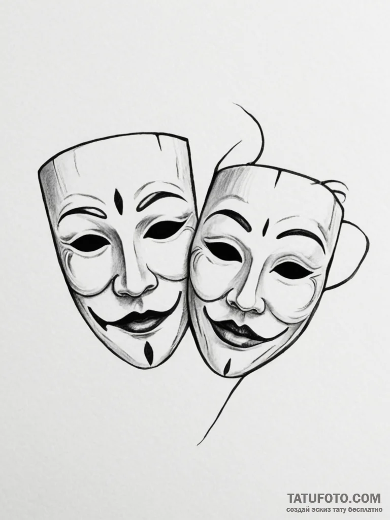 Theater masks - эскиз тату (№1755548231_0, 18.08.2025 20:17) — Tatufoto.com