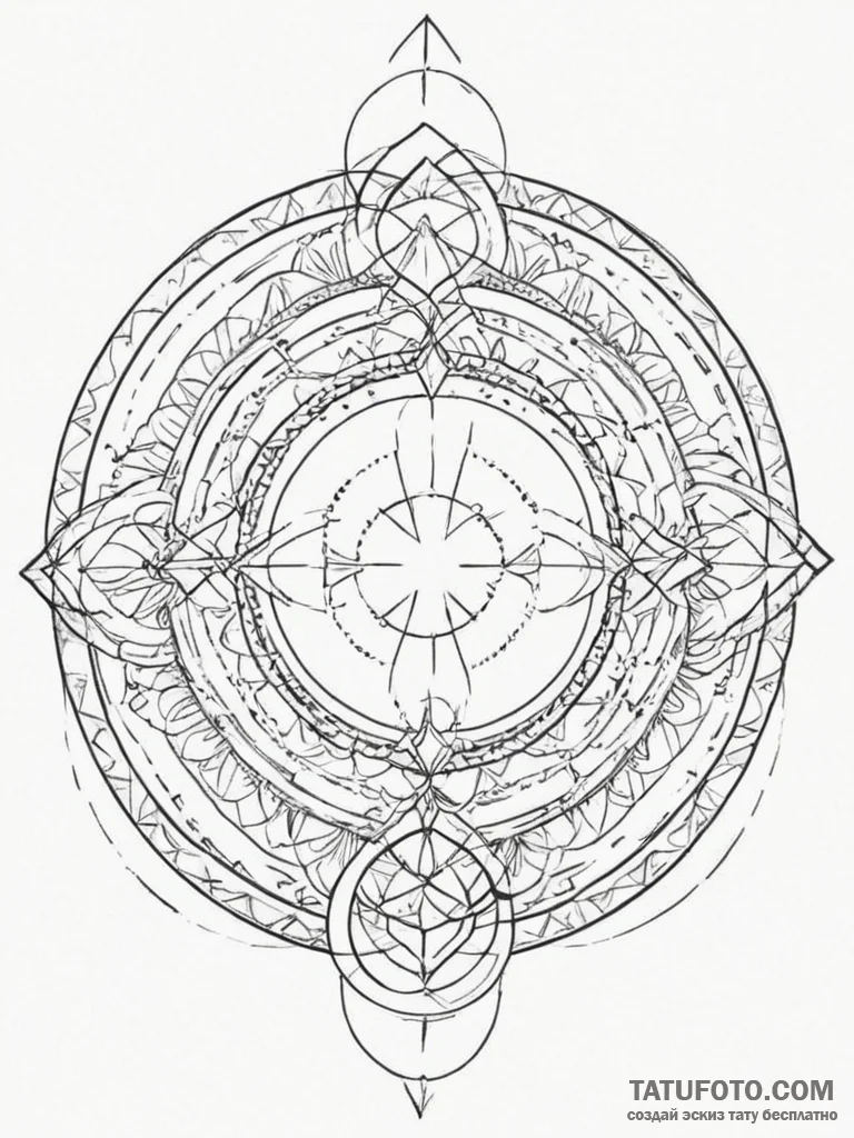 Tattoo sketch a "loading" circle with abstrac... - эскиз тату (№1755548430_0, 18.08.2025 20:20) — Tatufoto.com