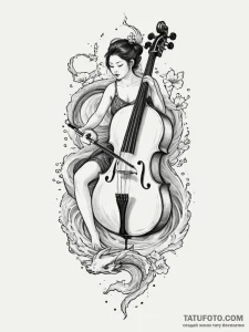 A person playing a cello with intense emotion... - эскиз тату (№1755549024_0, 18.08.2025 20:30) — Tatufoto.com