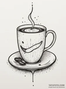 Tattoo sketch a 'coffee cup' on one, a 'coffe... - эскиз тату (№1755550214_0, 18.08.2025 20:50) — Tatufoto.com