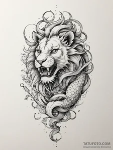 Tattoo sketch a leo lion, its face in intrica… — эскиз тату (№1755551794_0, 18.08.2025 21:16) — Tatufoto.com