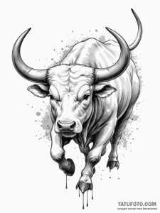 Tattoo sketch a powerful bull, snorting and p… — эскиз тату (№1755552814_0, 18.08.2025 21:33) — Tatufoto.com