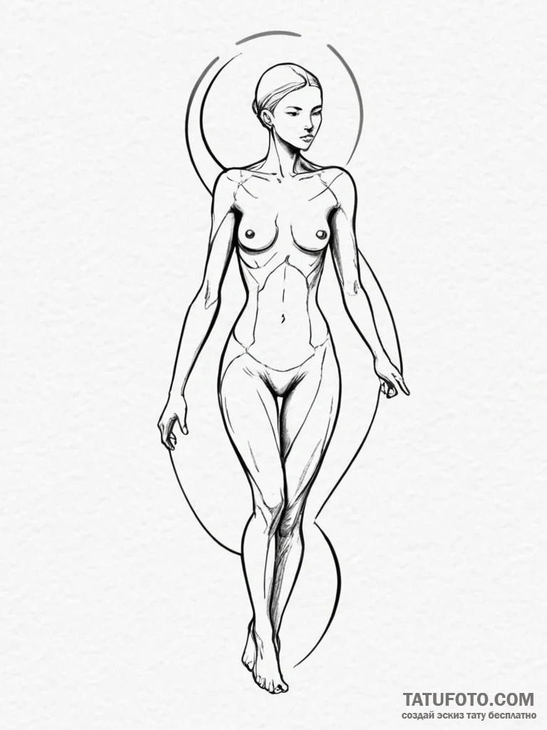 Tattoo sketch a minimalist human figure creat... - эскиз тату (№1755553209_0, 18.08.2025 21:40) — Tatufoto.com