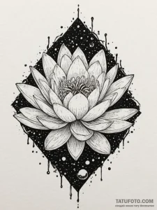 Water lily, tattoo sketch design, dotwork sha… — эскиз тату (№1755554584_0, 18.08.2025 22:03) — Tatufoto.com