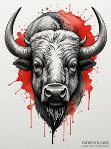 Tattoo design a powerful bison, head lowered,… — эскиз тату (№1755554990_0, 18.08.2025 22:09) — Tatufoto.com