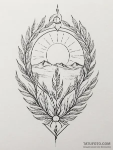 Tattoo sketch: an ornamental design featuring... - эскиз тату (№1755555382_0, 18.08.2025 22:16) — Tatufoto.com