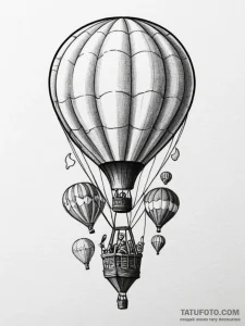 Tattoo design a small, cartoonish hot air bal... - эскиз тату (№1755555987_0, 18.08.2025 22:26) — Tatufoto.com