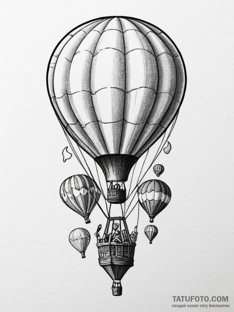 Tattoo design a small, cartoonish hot air bal... - эскиз тату (№1755555987_0, 18.08.2025 22:26) — Tatufoto.com
