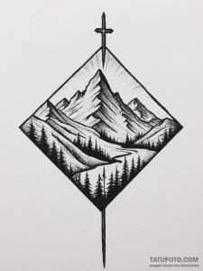 Tattoo sketch a triumphant flag waving on a d... - эскиз тату (№1755556796_0, 18.08.2025 22:39) — Tatufoto.com