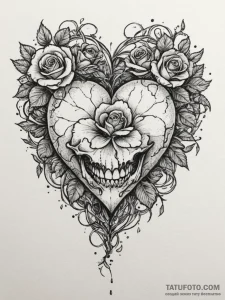 Tattoo sketch a heart woven from delicate vin... - эскиз тату (№1755558396_0, 18.08.2025 23:06) — Tatufoto.com