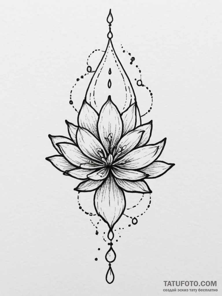 Tattoo design a single dewdrop glistening on... - эскиз тату (№1755558993_0, 18.08.2025 23:16) — Tatufoto.com