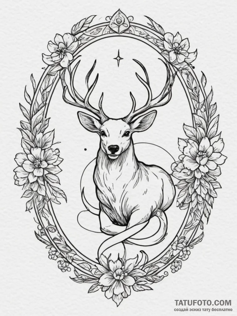 Tattoo design a minimalist outline of a zodia... - эскиз тату (№1755559390_0, 18.08.2025 23:23) — Tatufoto.com