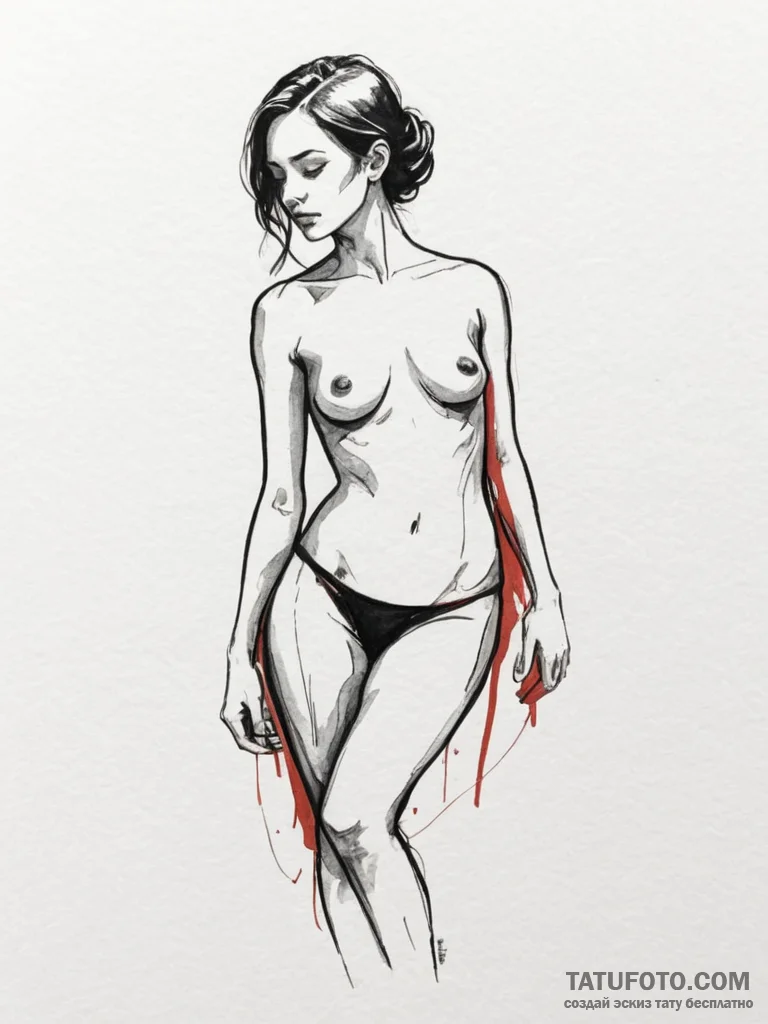 Tattoo sketch a delicate but strong female si... - эскиз тату (№1755559587_0, 18.08.2025 23:26) — Tatufoto.com