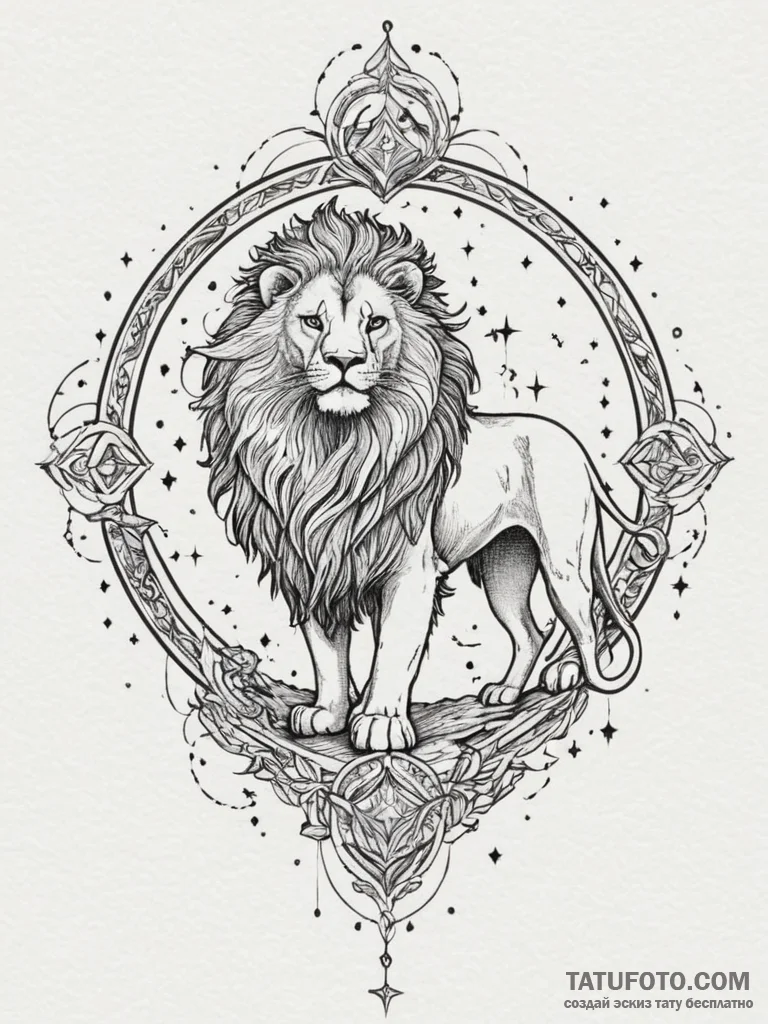 Tattoo sketch a leo constellation, its stars... - эскиз тату (№1755559783_0, 18.08.2025 23:29) — Tatufoto.com