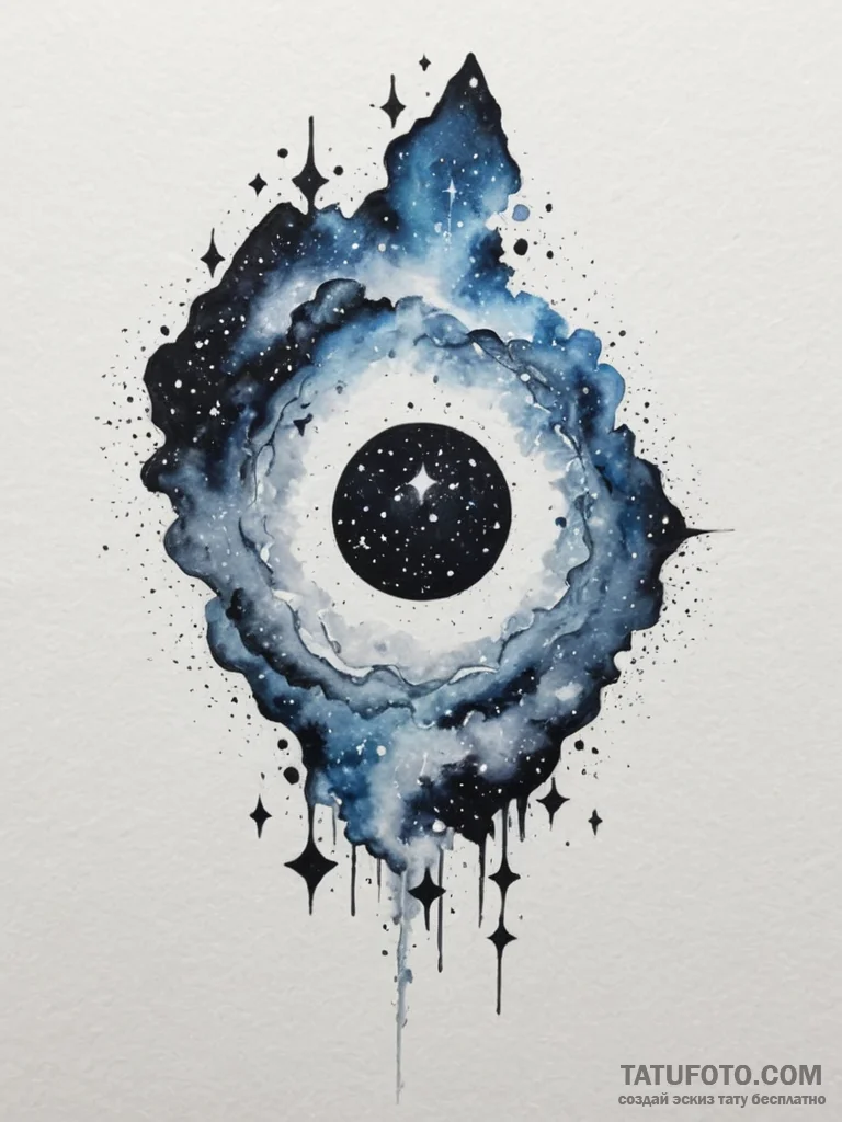 Tattoo design a watercolor nebula in soft, bl... - эскиз тату (№1755559984_0, 18.08.2025 23:33) — Tatufoto.com