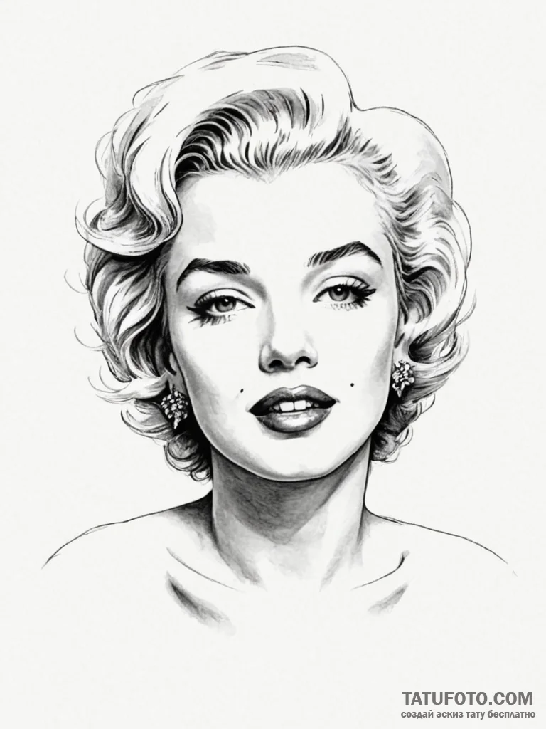 Marilyn monroe - эскиз тату (№1755560974_0, 18.08.2025 23:49) — Tatufoto.com