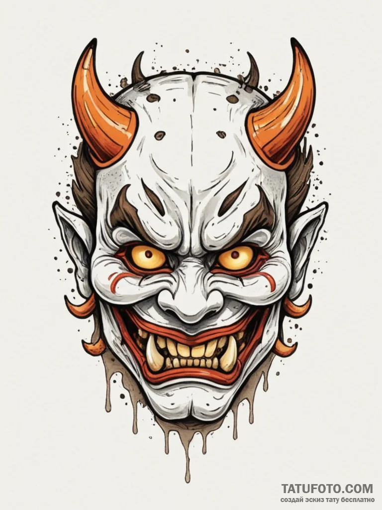 A japanese hannya mask, artistic tattoo sketc... - эскиз тату (№1755561378_0, 18.08.2025 23:56) — Tatufoto.com
