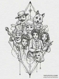 Strings with puppets, artistic tattoo sketch,... - эскиз тату (№1755561981_0, 19.08.2025 00:06) — Tatufoto.com