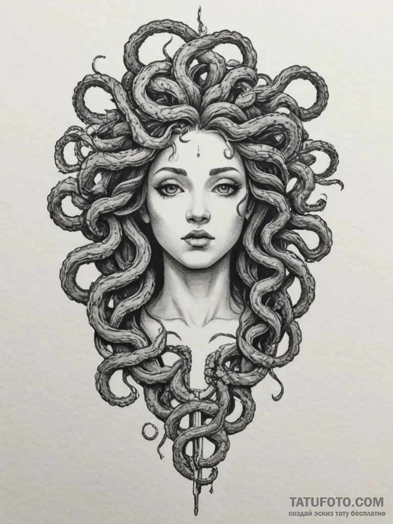 Medusa (full figure, not just the head), tatt... - эскиз тату (№1755562193_0, 19.08.2025 00:09) — Tatufoto.com