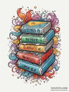 Tattoo design a stack of retro gaming cartrid... - эскиз тату (№1755562396_0, 19.08.2025 00:13) — Tatufoto.com