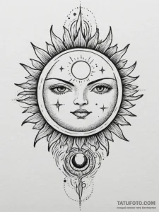 Tattoo sketch a moon and a sun, each on a sep... - эскиз тату (№1755562798_0, 19.08.2025 00:19) — Tatufoto.com