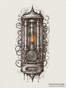 Nixie tube clock, tattoo drawing outline, fin... - эскиз тату (№1755563591_0, 19.08.2025 00:33) — Tatufoto.com