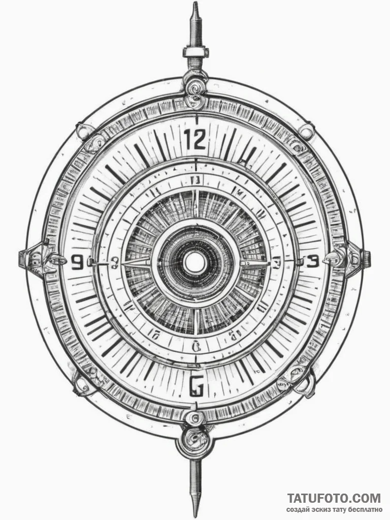 A close-up of a vintage radio dial., artistic... - эскиз тату (№1755564201_0, 19.08.2025 00:43) — Tatufoto.com