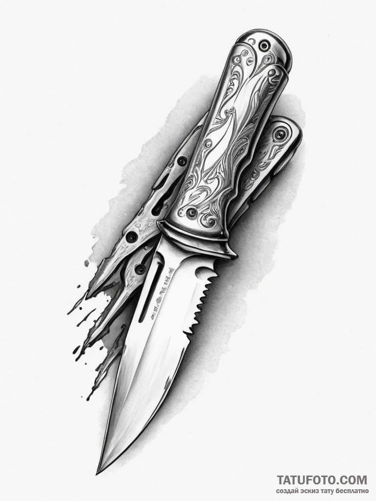 Tattoo design a classic, rugged pocket knife,... - эскиз тату (№1755564406_0, 19.08.2025 00:46) — Tatufoto.com