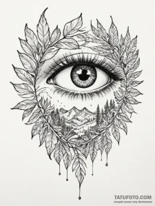 Tattoo sketch a mystical creature's eye peeri... - эскиз тату (№1755565013_0, 19.08.2025 00:56) — Tatufoto.com
