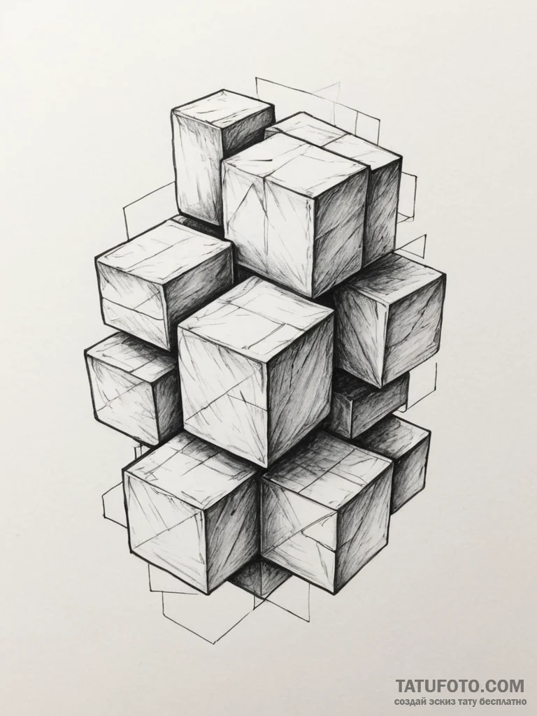 Cubes - эскиз тату (№1755565415_0, 19.08.2025 01:03) — Tatufoto.com